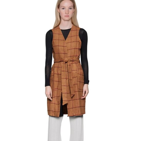 BCBGENERATION Plaid Longline Windowpane Vest NWT LARGE - Picture 1 of 11